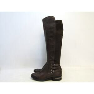 Vince Camuto Womens Sz 7.5 M Brown Leather Zip 18" Knee High Fashion Boots